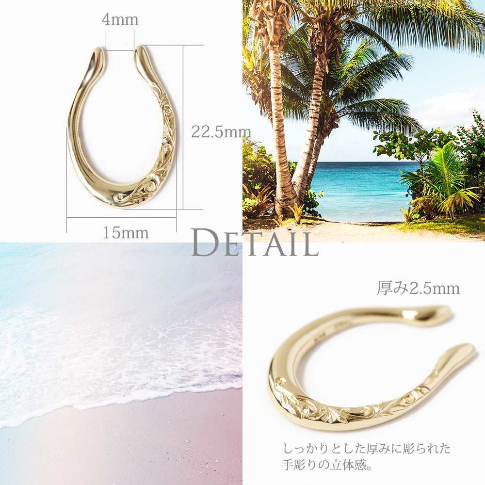 K14 ハワイアン イヤーカフ ティアドロップディテール画像/ハワイアンジュエリーブランドPUAALLY(プアアリ)