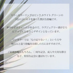 K18 (18金) フラット【3Color(スリーカラー)】オーダーリング【1本価格です】意味画像1