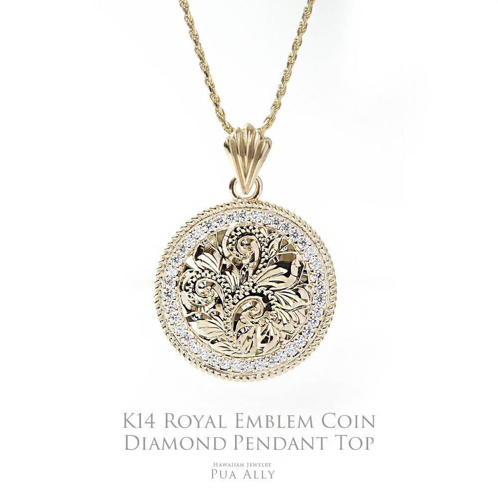 K14 ロイヤルエンブレムコイン ダイヤモンド ペンダントトップ – PUA ALLY