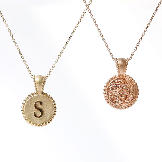 K18 ハワイアン リバーシブル イニシャルコイン ペンダントトップ表題/ハワイアンジュエリーブランドPUAALLY(プアアリ)