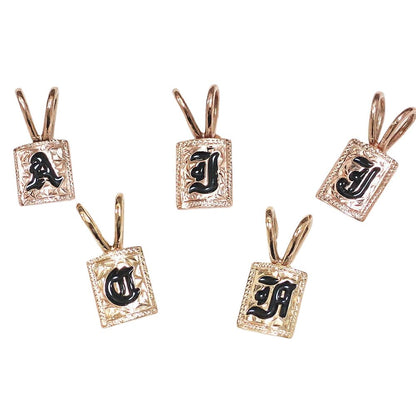 K14 ハワイアン エナメル イニシャル スクエア ペンダントトップ表題/ハワイアンジュエリーブランドPUAALLY(プアアリ)