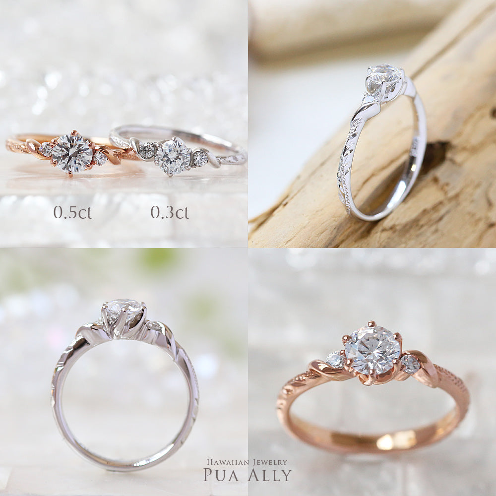 Pt900 ハワイアン エンゲージリング 0.5カラット Ohanaオハナ -家族-イメージ画像