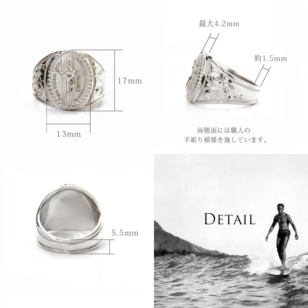 Pt900 ハワイアン デュークカハナモク リングディテール画像/ハワイアンリング/ハワイアンジュエリーリング/ハワイアンジュエリーブランドPUAALLY(プアアリ)