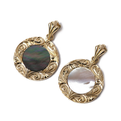 K14 ハワイアン マザーオブパールマナ ペンダントトップ S表題/ハワイアンジュエリーブランドPUAALLY(プアアリ)