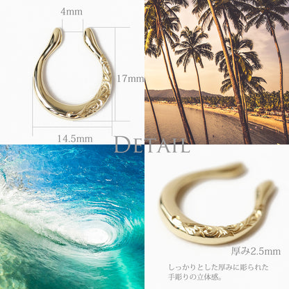 K14 ハワイアン イヤーカフ ムーンドロップディテール画像/ハワイアンジュエリーブランドPUAALLY(プアアリ)