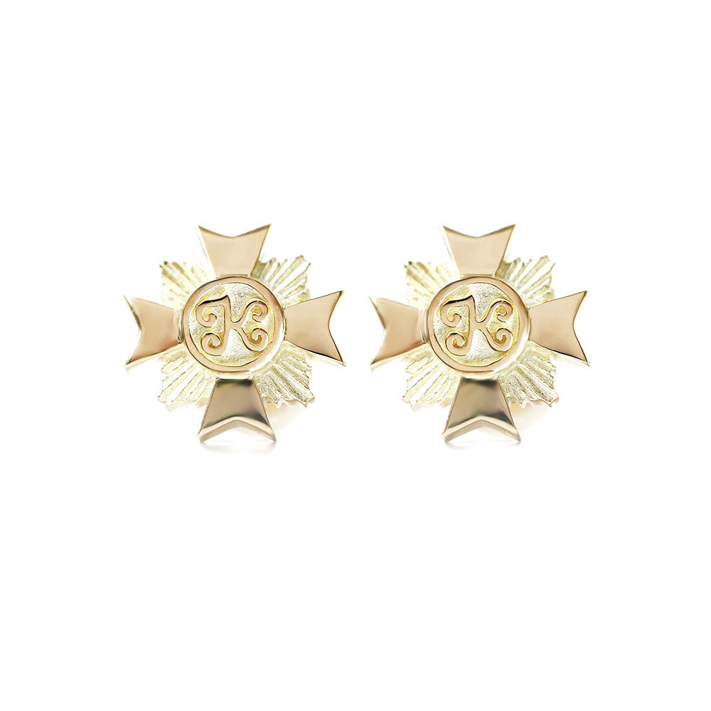 【WEB限定】K14 ハワイアン キングエンブレムピアス表題/ハワイアンジュエリーブランドPUAALLY(プアアリ)