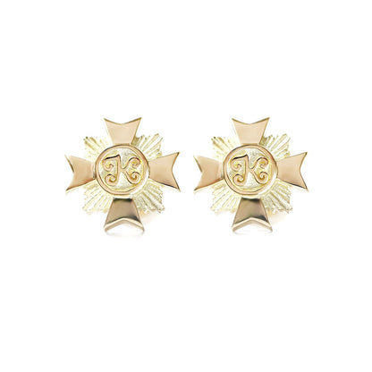 【WEB限定】K14 ハワイアン キングエンブレムピアス表題/ハワイアンジュエリーブランドPUAALLY(プアアリ)