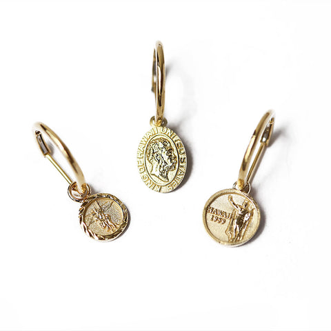 ハワイアンジュエリー　K14 フープピアス　片耳のみ　14K ハワイアンジュエリー ピアス K14ゴールド スクロール ソリッド