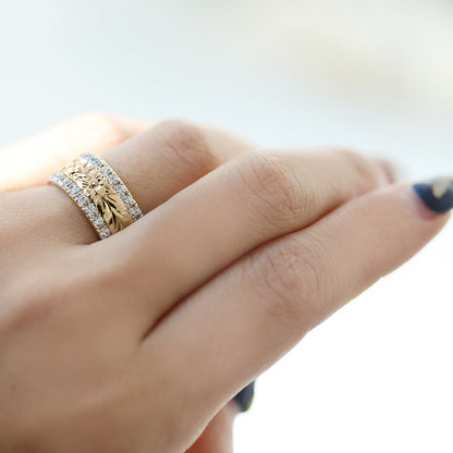 K18 ハワイアン フルエタニティリング ダブル9mm着用アップ