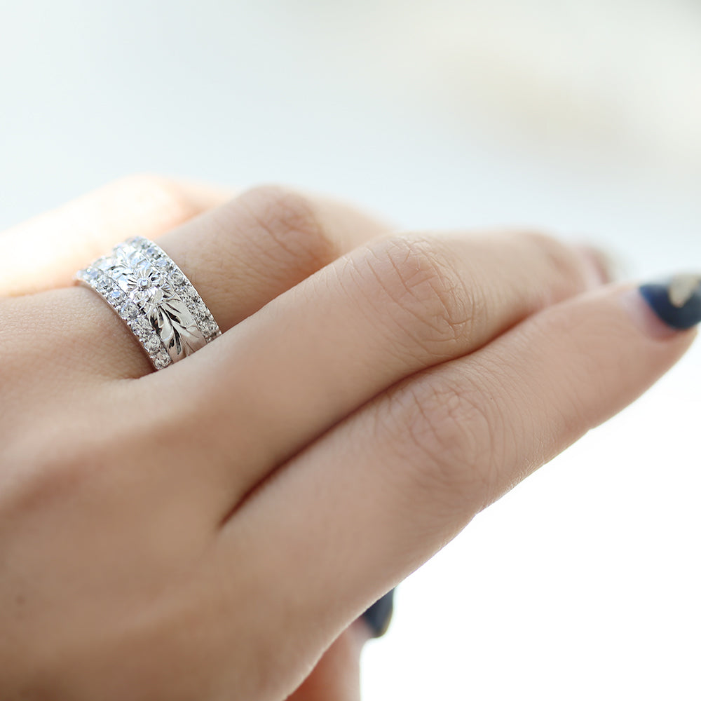 Pt900 ハワイアン フルエタニティリング ダブル9mm