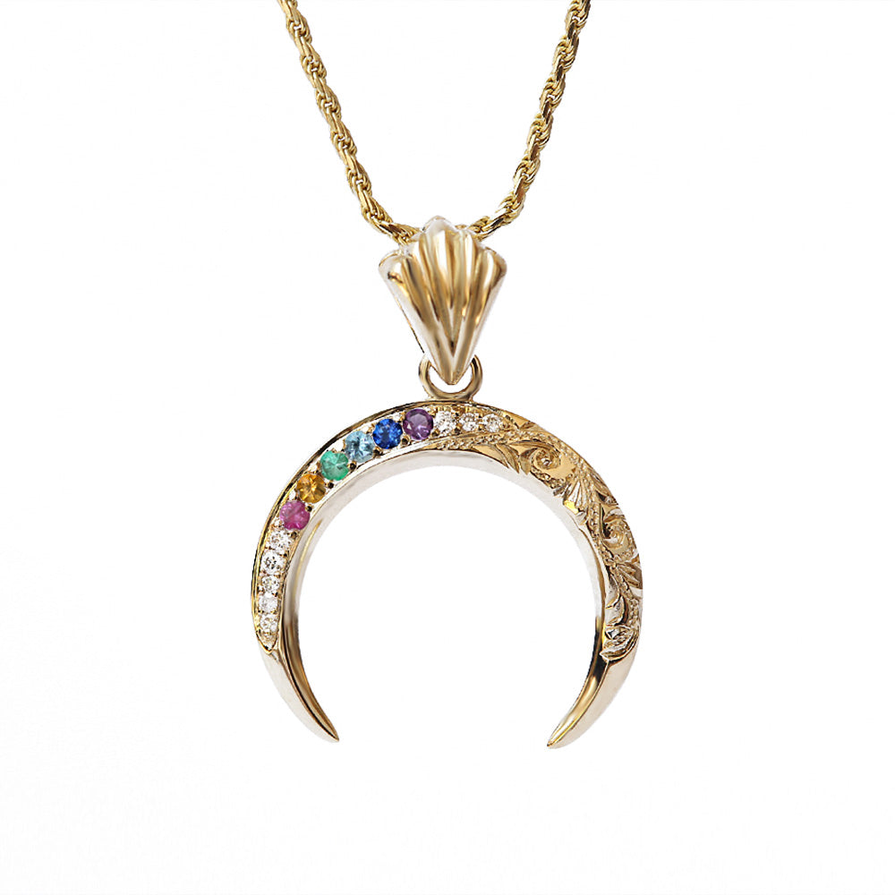 K14 ハワイアン Naja(ナジャ) レインボー 誕生石ペンダントトップ表題
