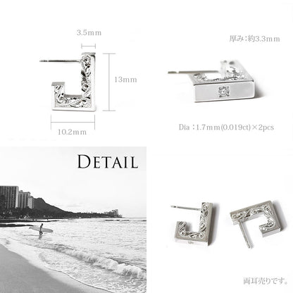 SV ハワイアン レクタングル ピアスディテール画像