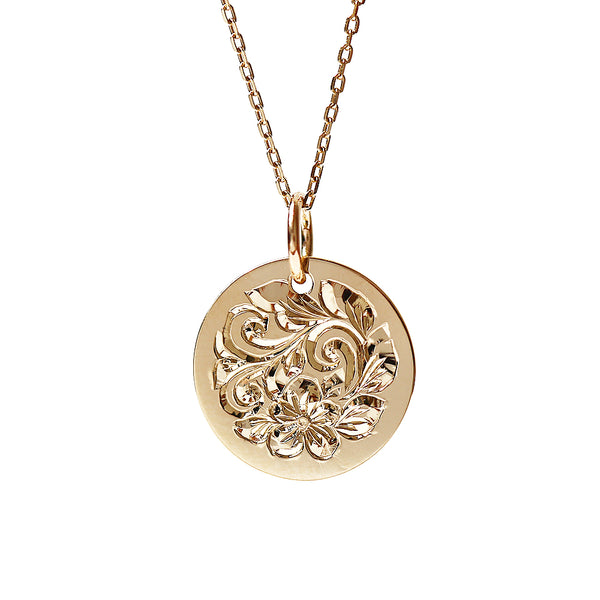 K14 ハワイアン フィート コイン ペンダントトップ