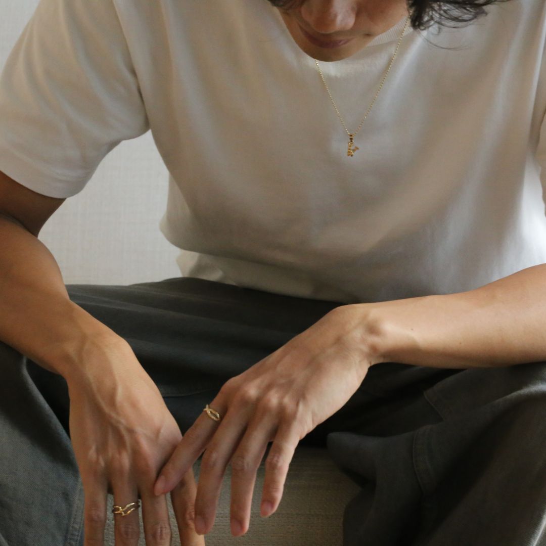ハワイアン ウェーブ （波） リング 手彫り男性着用