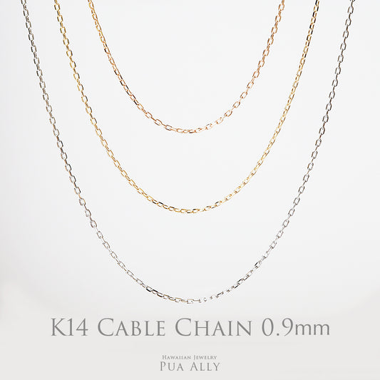 K14 アズキチェーン40cm 45cm 50cm表題/ハワイアンジュエリーブランドPUAALLY(プアアリ)