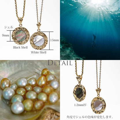 K14 ハワイアン マザーオブパールマナ ペンダントトップ Sディテール画像/ハワイアンジュエリーブランドPUAALLY(プアアリ)