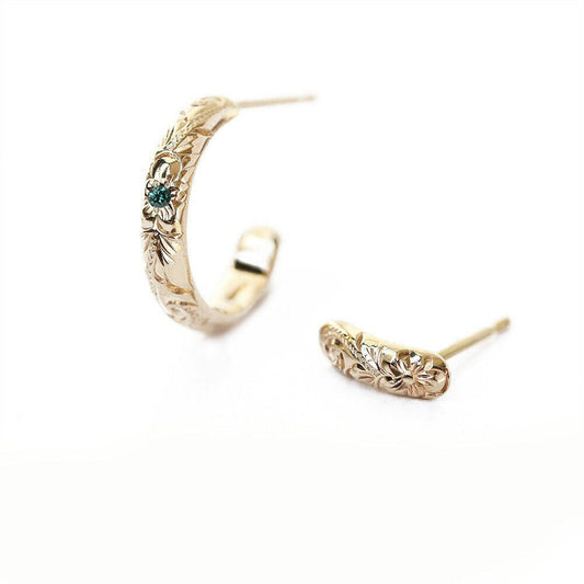 ◇誕生石ジュエリー◇K14 ハワイアン You&I ピアス表題ブルーダイヤ