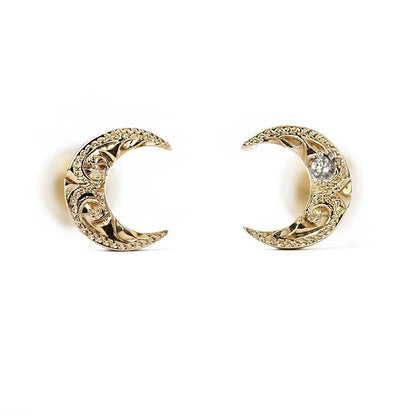 ◇誕生石ジュエリー◇K14 ハワイアン ムーン （ 月 ） ピアス表題ダイヤモンド