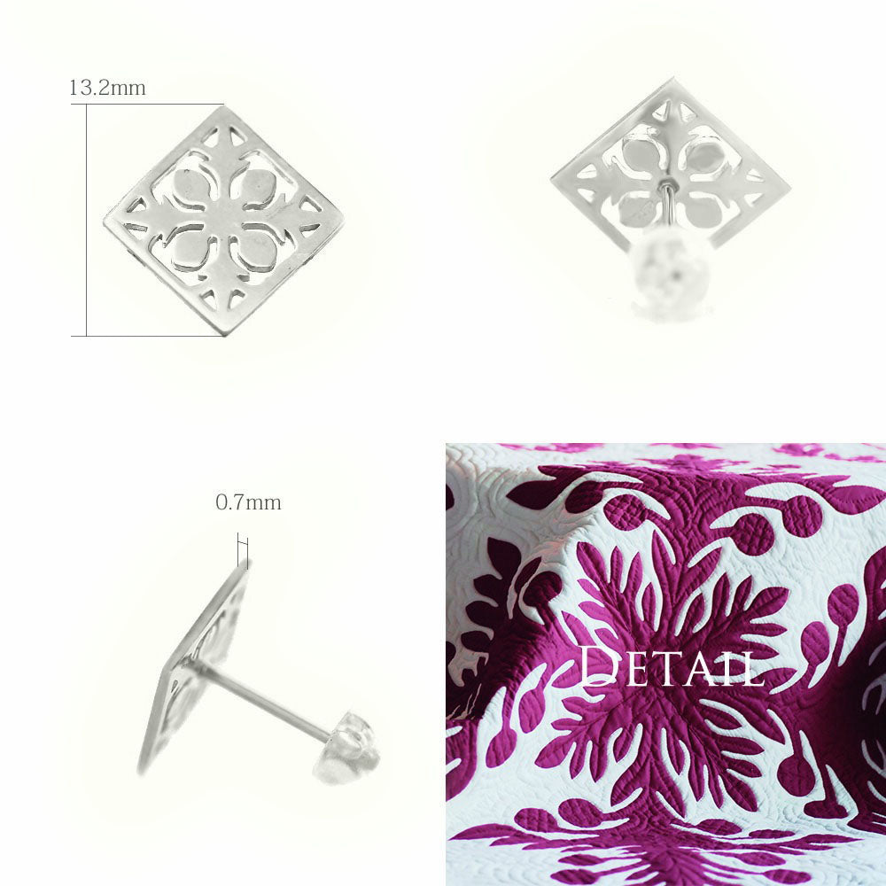 Pt900 ハワイアン キルト ピアスディテール画像/ハワイアンジュエリーブランドPUAALLY(プアアリ)