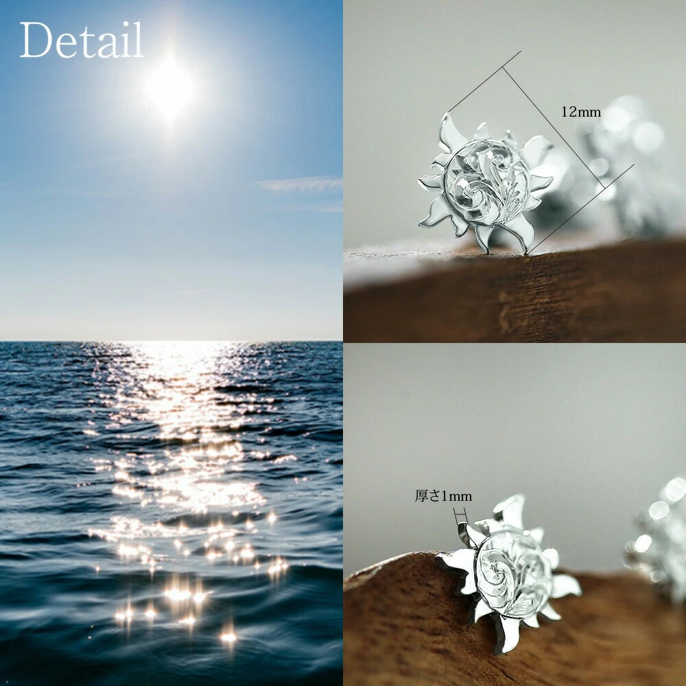 Pt900 ハワイアン サン ( 太陽 ) ピアスディテール画像/ハワイアンジュエリーブランドPUAALLY(プアアリ)