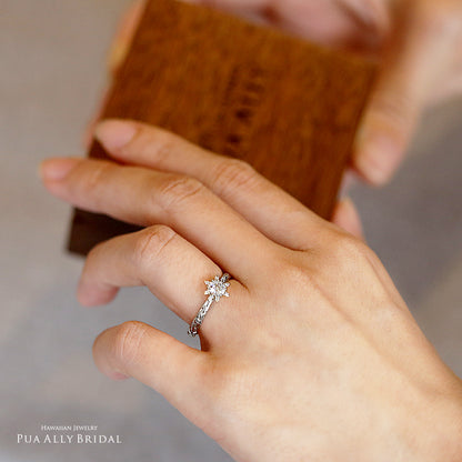 Pt900 ハワイアン 0.3ct エンゲージリング ◇Lahaina ラハイナ-太陽-着用