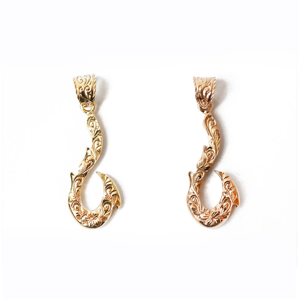 K14 ハワイアン マウイフィッシュフック ペンダントトップ S表題/ハワイアンジュエリーブランドPUAALLY(プアアリ)