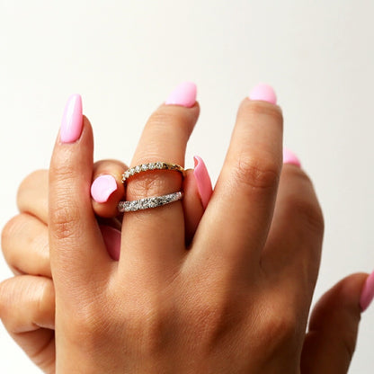 K18 ハワイアン ハーフエタニティーリング 0.5ct--着用