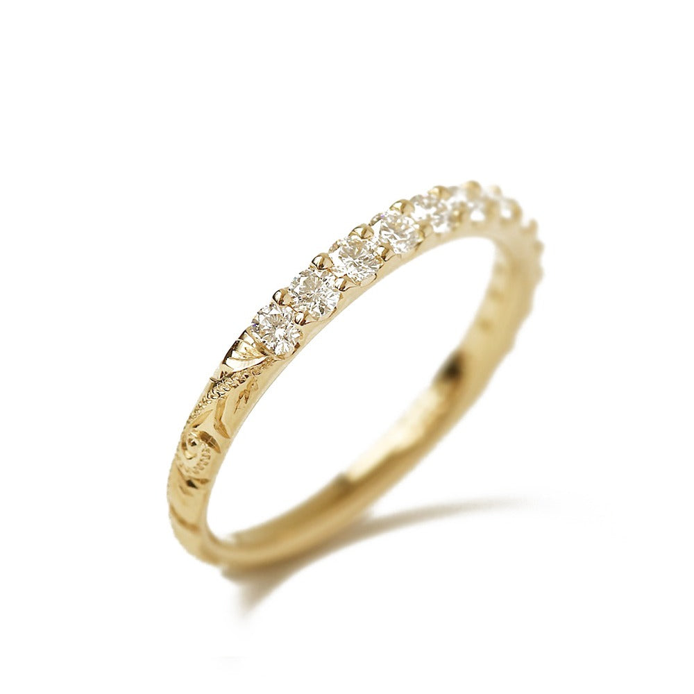 K18 ハワイアン ハーフエタニティーリング 0.5ct-Slim-表題