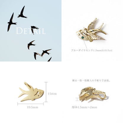 K14 ハワイアン スワロウペンダントトップディテール画像