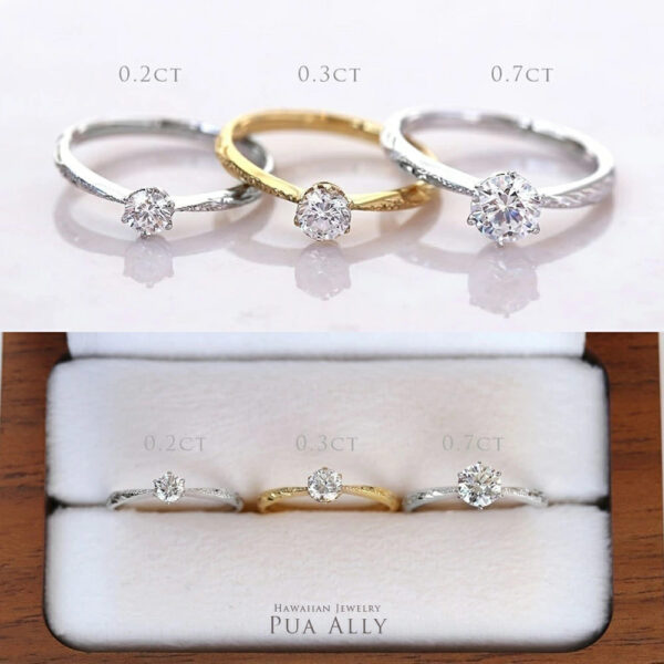 K18 ハワイアン エンゲージリング 0.5カラット Alohi アロヒ-輝かしい-ダイヤ大きさ比較