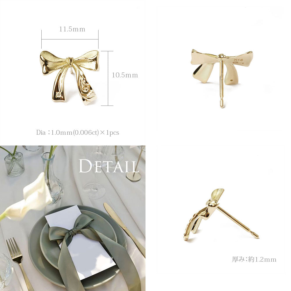 K14 ハワイアン リボン 片耳ピアスディテール画像