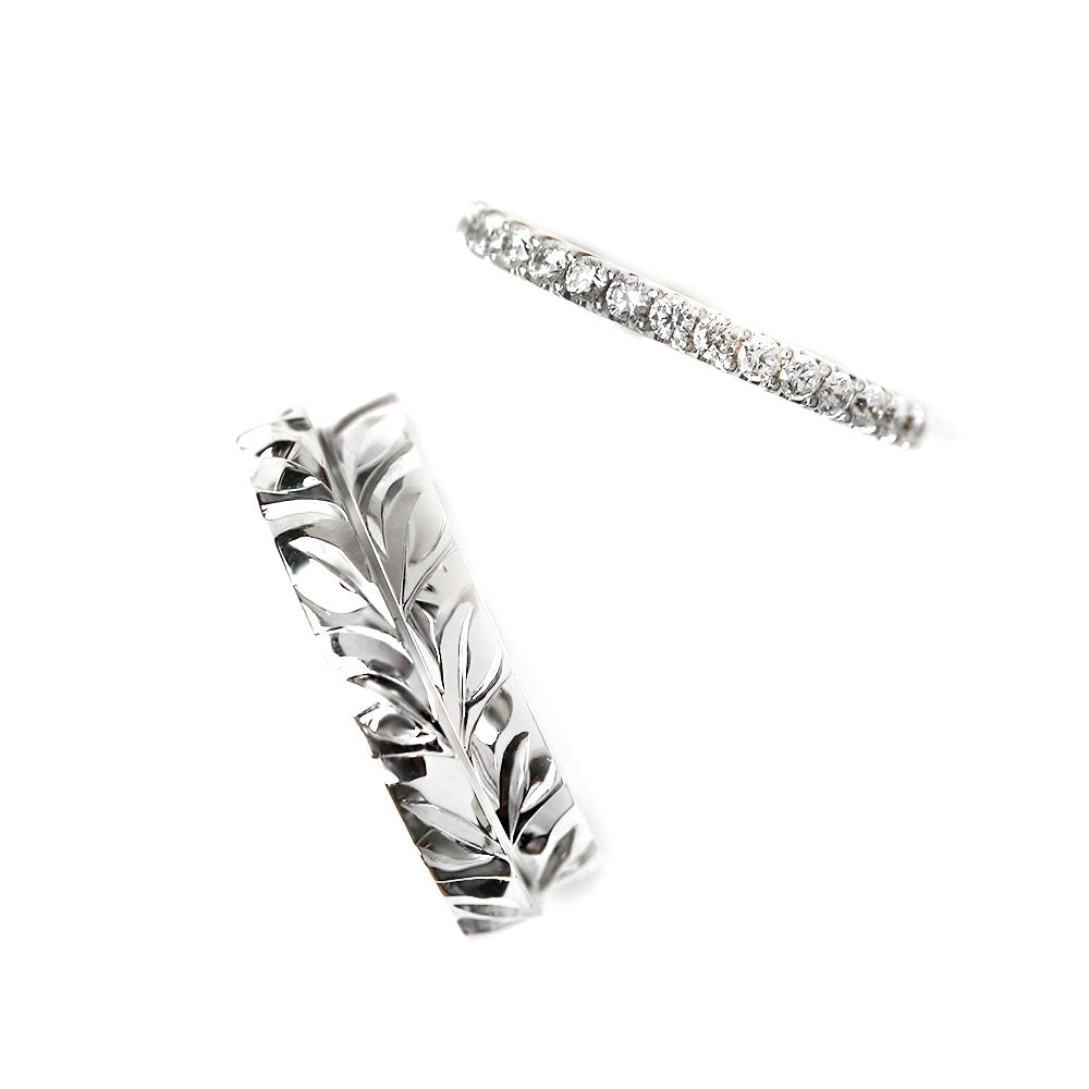 ハワイアンジュエリーブライダルリング結婚指輪婚約指輪３点セットマイレ