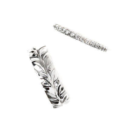 ハワイアンジュエリーブライダルリング結婚指輪婚約指輪３点セットマイレ