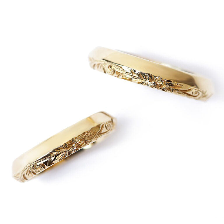 ハワイアンジュエリー【K14 ブリリアントソード】4mm幅 2mm厚 オーダーペアリング表題/ハワイアンリング/ハワイアンジュエリーリング/ハワイアンジュエリーブランドPUAALLY(プアアリ)