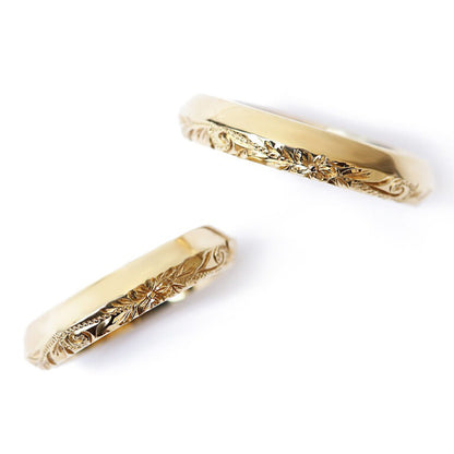 ハワイアンジュエリー【K14 ブリリアントソード】4mm幅 2mm厚 オーダーペアリング表題/ハワイアンリング/ハワイアンジュエリーリング/ハワイアンジュエリーブランドPUAALLY(プアアリ)