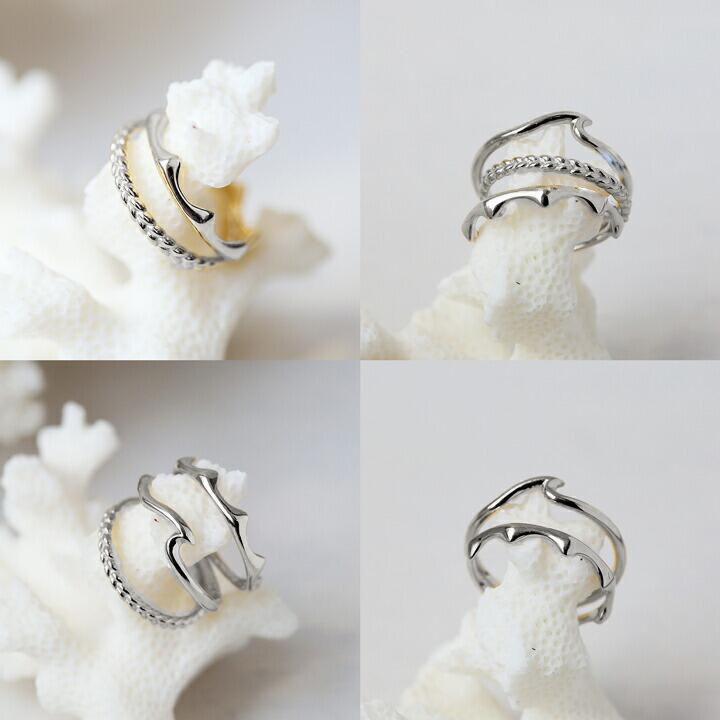 Pt900 ハワイアン ピンキーリング重ね着けイメージ画像/ハワイアンリング/ハワイアンジュエリーリング/ハワイアンジュエリーブランドPUAALLY(プアアリ)