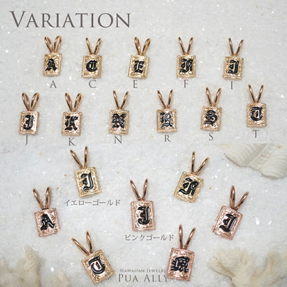 K14 ハワイアン エナメル イニシャル スクエア ペンダントトップ　バリエーション画像/ハワイアンジュエリーブランドPUAALLY(プアアリ)