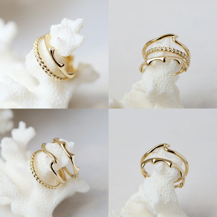 ハワイアン シャークティース ピンキーリング重ねづけ着用イメージ画像/ハワイアンリング/ハワイアンジュエリーリング/ハワイアンジュエリーブランドPUAALLY(プアアリ)