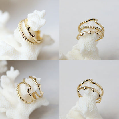 ハワイアン シャークティース ピンキーリング重ねづけ着用イメージ画像/ハワイアンリング/ハワイアンジュエリーリング/ハワイアンジュエリーブランドPUAALLY(プアアリ)