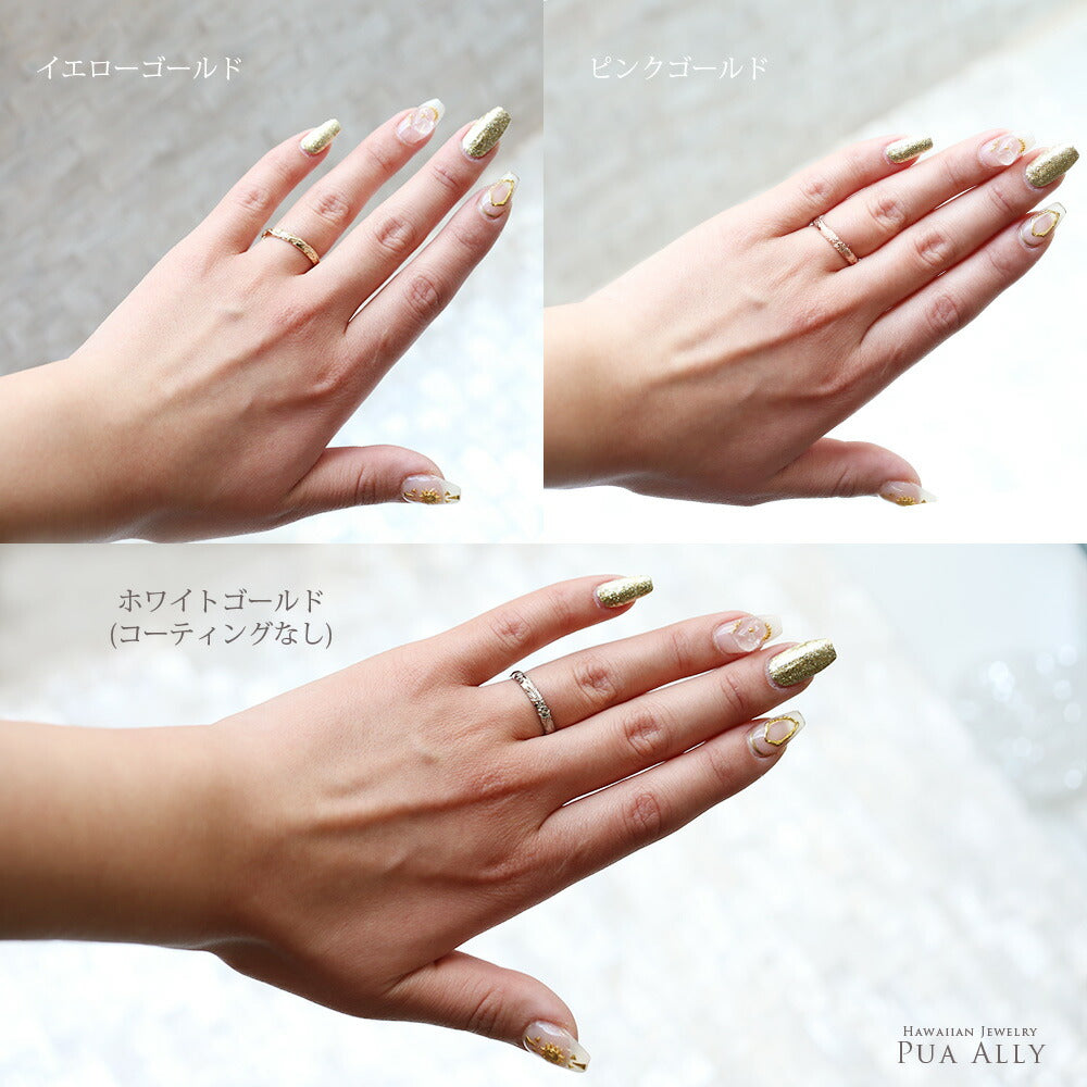 ハワイアン レディーメイドリング 3mm幅 1.5mm厚着用画像/ハワイアンジュエリーブランドPUAALLY(プアアリ)
