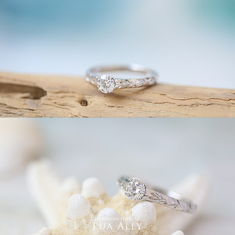 K18 0.3ct エンゲージリング Hokuleleホクレレ-流れ星-