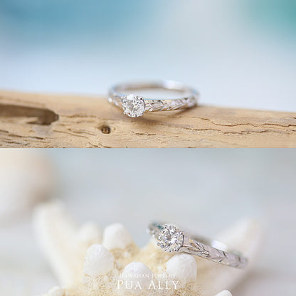 K18 0.3ct エンゲージリング Hokuleleホクレレ-流れ星-