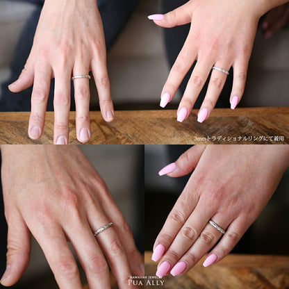 Pt900 バレル 3mm幅【トラディショナル】オーダーリング着用画像/ハワイアンリング/ハワイアンジュエリーリング/ハワイアンジュエリーブランドPUAALLY(プアアリ)