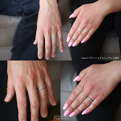 5mm幅トラディショナルリング男女の着用画像/ハワイアンリング/ハワイアンジュエリーリング/ハワイアンジュエリーブランドPUAALLY(プアアリ)