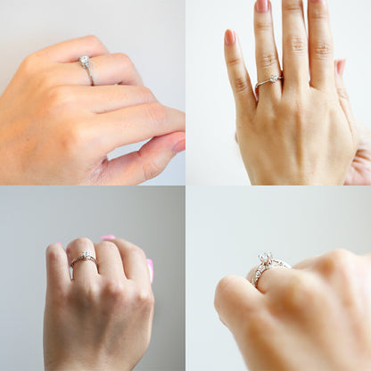 K18 ハワイアン 0.3ct エンゲージリング ◇Hulali フラリ-輝き-着用画像/ハワイアンジュエリーブランドPUAALLY(プアアリ)