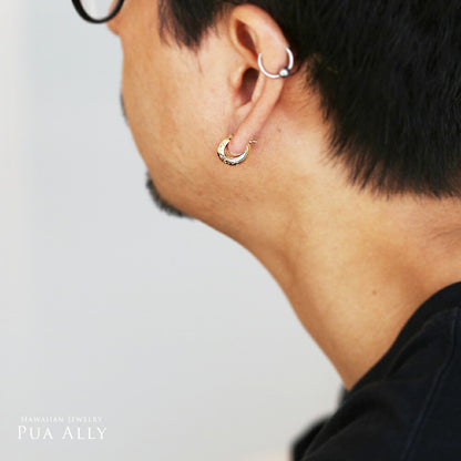 K14 ハワイアン ソリッド フープピアス男性着用画像/ハワイアンジュエリーブランドPUAALLY(プアアリ)