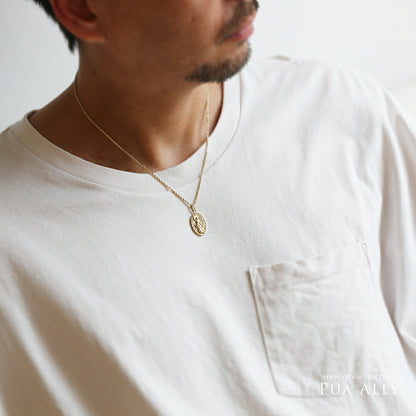 K14 ハワイアン マウナストロンガーペレ ペンダントトップ男性着用画像/ハワイアンジュエリーブランドPUAALLY(プアアリ)