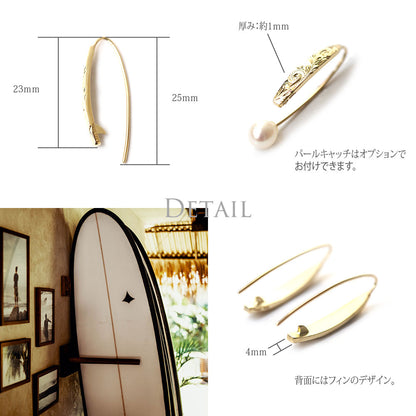 K14 ハワイアン サーフボード ピアス アンダーザシーディテール画像/ハワイアンジュエリーブランドPUAALLY(プアアリ)