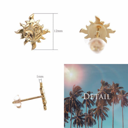 K14 ハワイアン サン（太陽）ピアスディテール画像/ハワイアンジュエリーブランドPUAALLY(プアアリ)