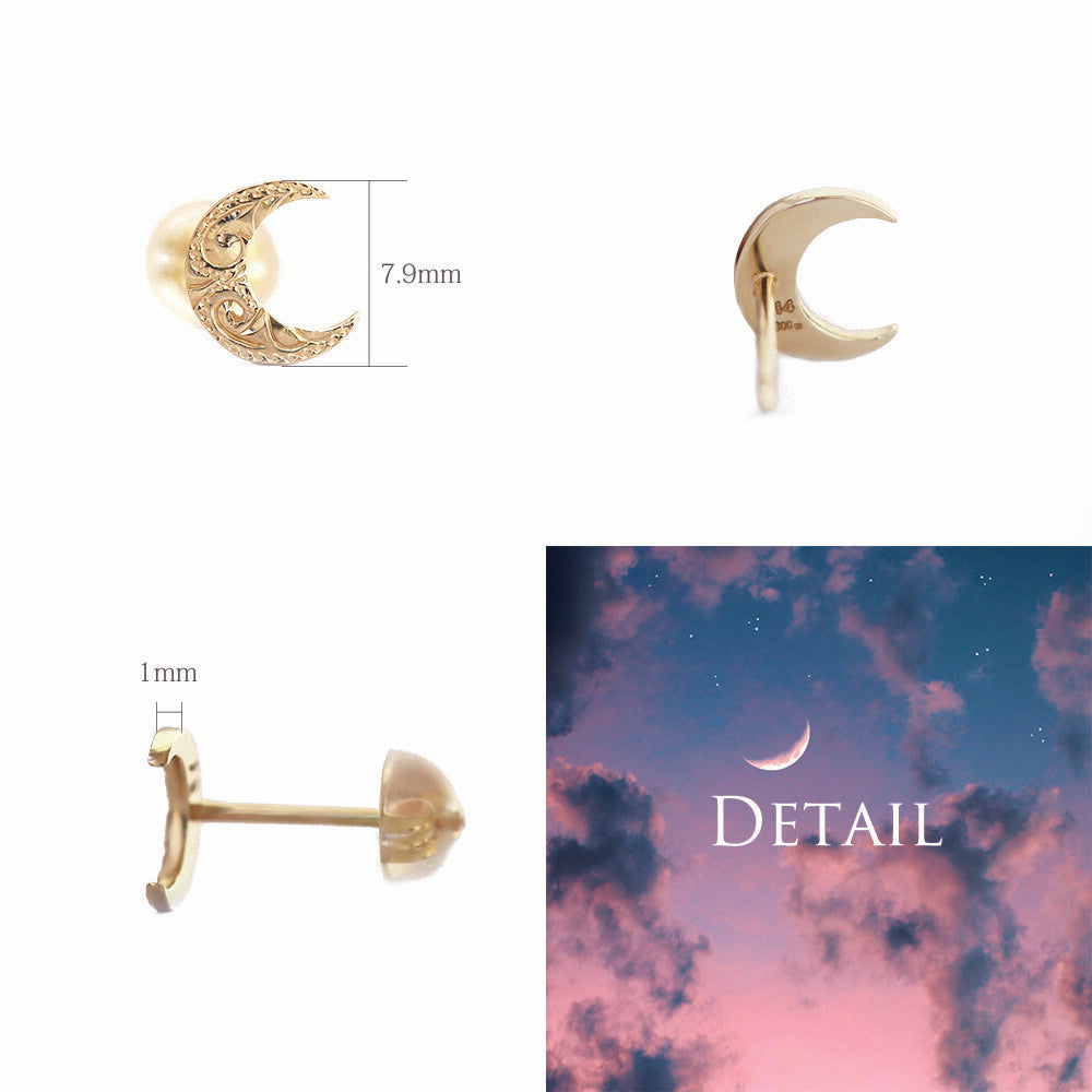 K14 ハワイアン ムーン （ 月 ） ピアスディテール画像/ハワイアンジュエリーブランドPUAALLY(プアアリ)